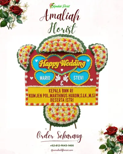 Karangan Papan Bunga Pernikahan di Margajaya